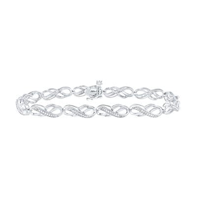 10K White Gold 1/4 Ct Round Prong Set Diamond Infinity Fashion Bracelet