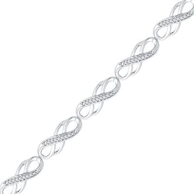 10K White Gold 1/4 Ct Round Prong Set Diamond Infinity Fashion Bracelet