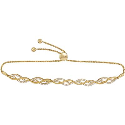 10K Yellow Gold 1/2 Ct Round Diamond Bolo Bracelet