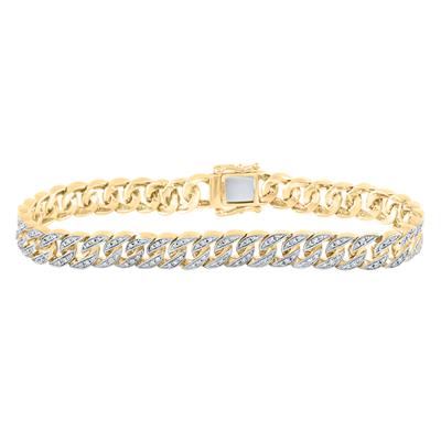 10K Yellow Gold 1-3/4 Ct Round Diamond Cuban Link Men's Bracelet