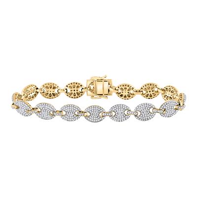 10K Yellow Gold 5Ct Round Mariner Diamond Link Men's Bracelet