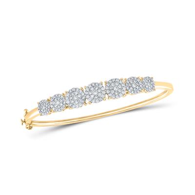 10k Yellow Gold 1-1/3 Ct Round Diamond Bangle Bracelet