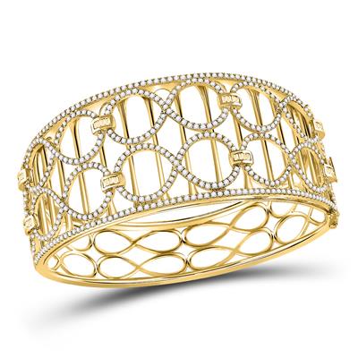 14k Yellow Gold 4 Ct Round Diamond Cocktail Bangle Bracelet