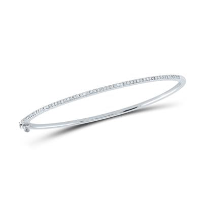 Sterling Silver 1/3 Ct Round Diamond Single Row Bangle Bracelet