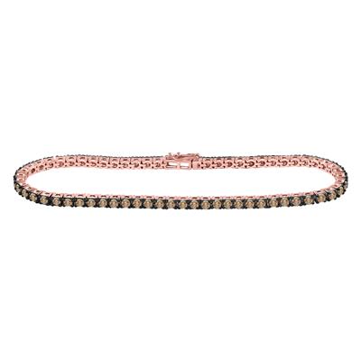 14K Rose Gold 3-1/3 Ct Round Brown Diamond Tennis Colored Bracelet