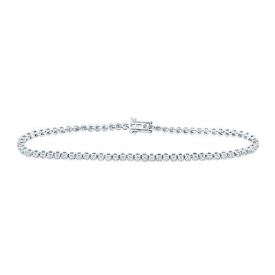 10K White Gold 1-1/5 Ct Round Diamond Studded Tennis Colored Bracelet