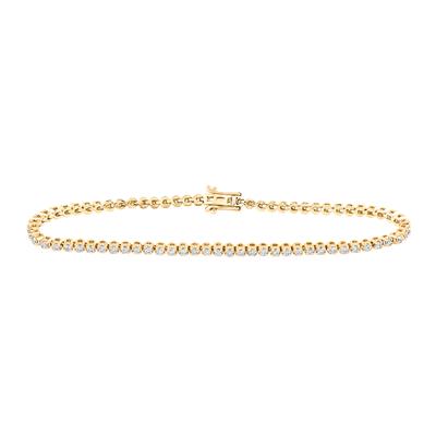 10K Yellow Gold 1-1/5 Ct Round Diamond Studded Tennis Bracelet