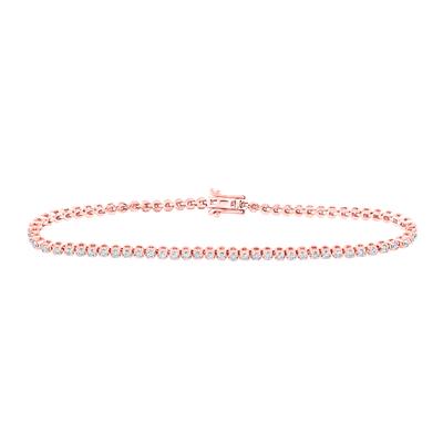 10K Rose Gold 1-1/5 Ct Round Diamond Studded Tennis Colored Bracelet