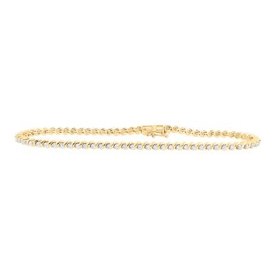 10K Yellow Gold 1 Ct Round Diamond Tennis Bracelet