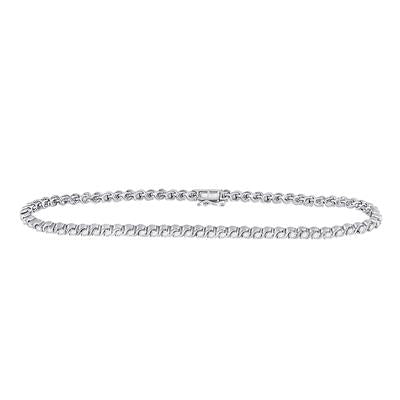 10K White Gold 1.00 Ct Round Diamond Classic Tennis Colored Bracelet