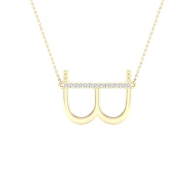 10K Yellow Gold 1/20 Ct Round Diamond Initial "B" Letter Necklace