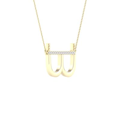 10K Yellow Gold 1/20 Ct Round Diamond Initial "B" Letter Necklace