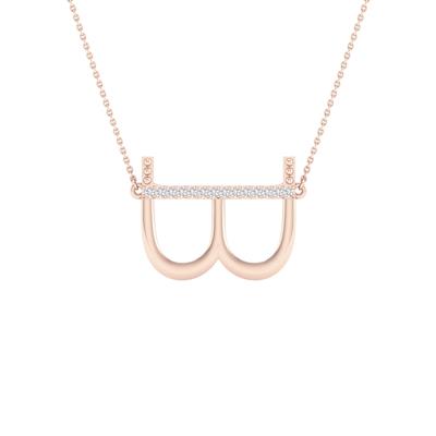 10K Rose Gold 1/20 Ct Round Diamond Initial "B" Letter Necklace