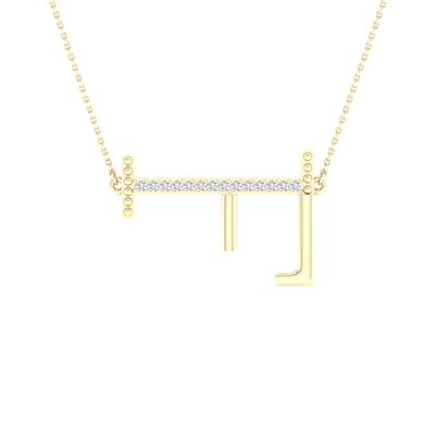 10K Yellow Gold 1/20 Ct Round Diamond Initial "F" Letter Necklace