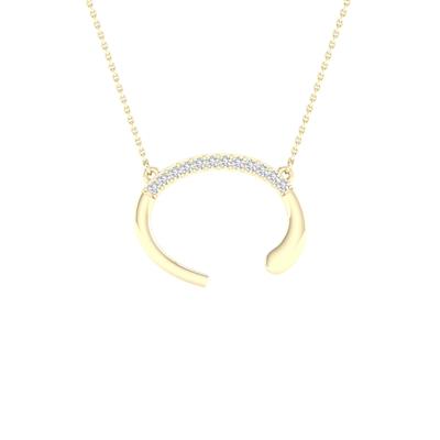 10K Yellow Gold 1/20 Ct Round Diamond Initial "C" Letter Necklace