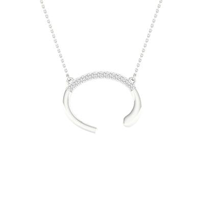 10K White Gold 1/20 Ct Round Diamond Initial "C" Letter Necklace