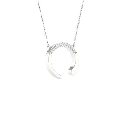 10K White Gold 1/20 Ct Round Diamond Initial "C" Letter Necklace