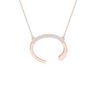 10K Rose Gold 1/20 Ct Round Diamond Initial "C" Letter Necklace