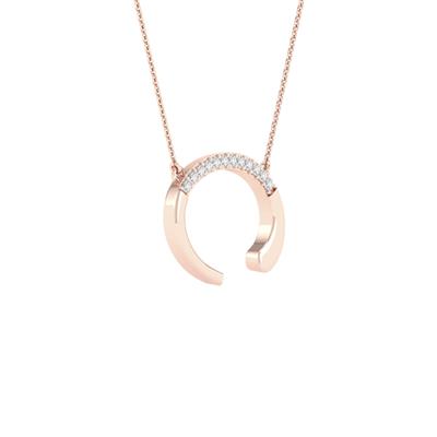 10K Rose Gold 1/20 Ct Round Diamond Initial "C" Letter Necklace