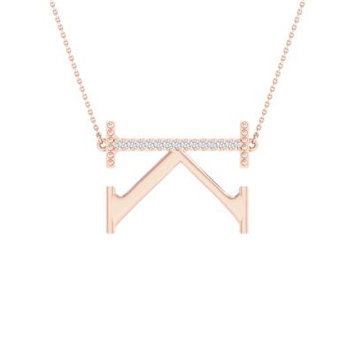 10K Rose Gold 1/20 Ct Round Diamond Initial "K" Letter Necklace