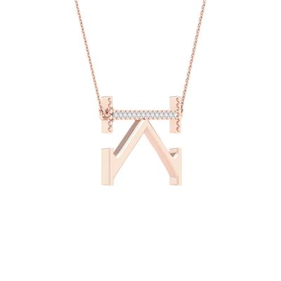 10K Rose Gold 1/20 Ct Round Diamond Initial "K" Letter Necklace