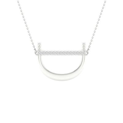 10K White Gold 1/20 Ct Round Diamond Initial "D" Letter Necklace