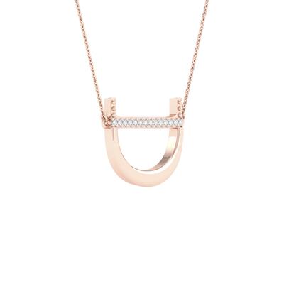 10K Rose Gold 1/20 Ct Round Diamond Initial "D" Letter Necklace