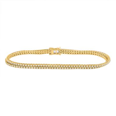 14k Yellow Gold 1 Ct Round Diamond 2-Row Tennis Fashion Bracelet