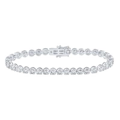 14K White Gold 6 Ct Round Diamond Tennis Bracelet 6 Ct