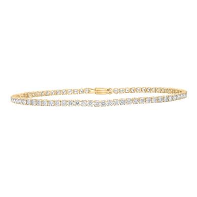 14K Yellow Gold 3 Ct Round Diamond Tennis Bracelet 3 Ct