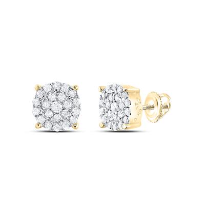 10K Yellow Gold 1/2 Ct Round Cluster Diamond Fashion Earrings