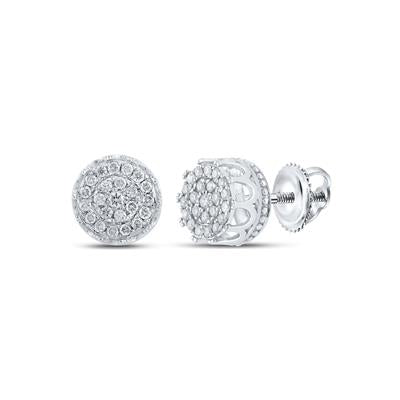 10K White Gold 1/4 Ct Round Cluster Diamond Fashion Earrings