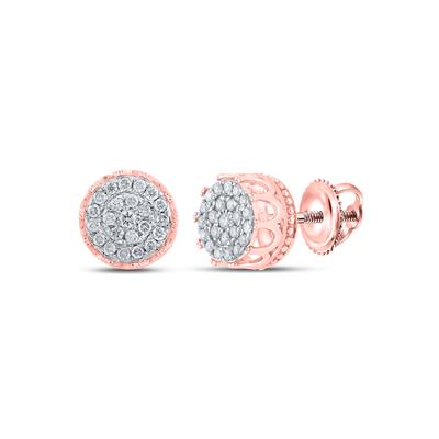 10K Rose Gold 1/4 Ct Round Cluster Diamond Fashion Earrings