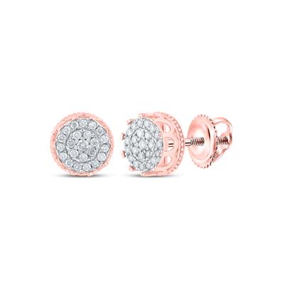 10K Rose Gold 1/2 Ct Round Cluster Diamond Fashion Earrings