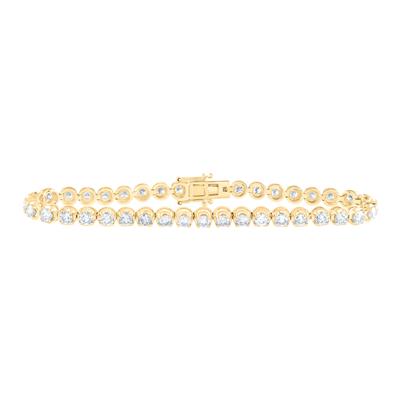 14K Yellow Gold 5 Ct Round Diamond Studded Tennis Bracelet 5 Ct