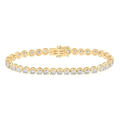 14K Yellow Gold 6 Ct Round Diamond Studded Tennis Bracelet