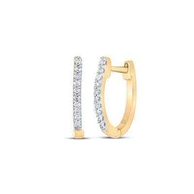 10K Yellow Gold 1/12 Ct Round Diamond Hoop Earrings