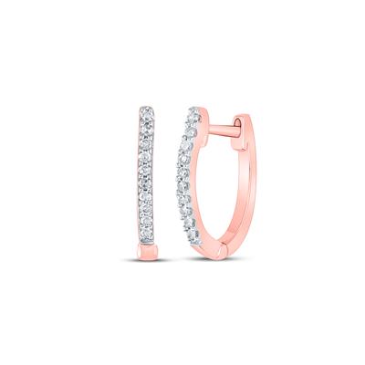 10K Rose Gold 1/12 Ct Round Diamond Hoop Earrings