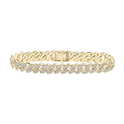 10K Yellow Gold 4-1/2Ct Baguette Shape Diamond 10mm Men's Cuban Link Bracelet