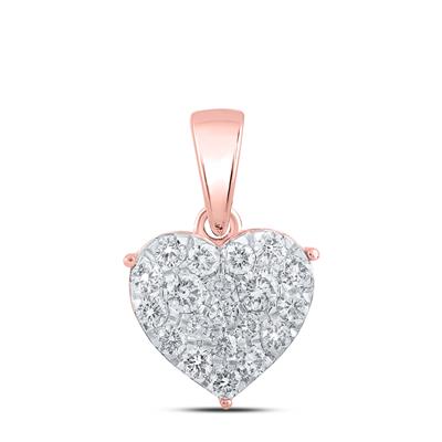 10k Rose Gold 1/2 Ct Round Diamond Heart Nicoles Dream Collection Pendant