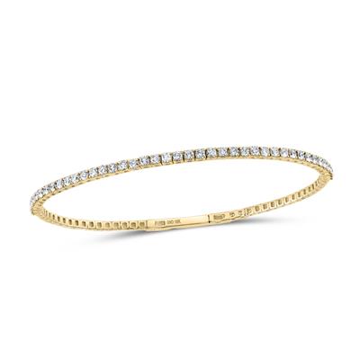 10K Yellow Gold 1-1/4 Ct Round Diamond Flexible Single Row Bangle Bracelet