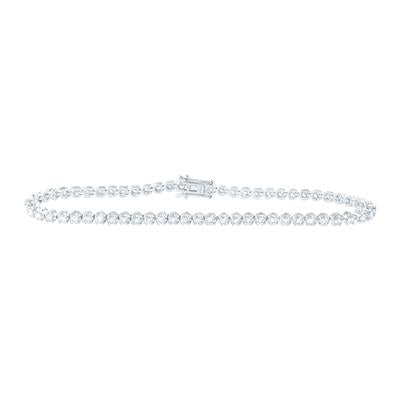 14K White Gold 2 Ct Round Diamond Single Row Tennis Bracelet