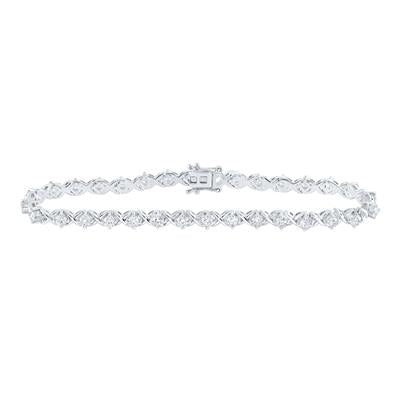 14K White Gold 2-5/8 Ct Round Diamond Fashion Bracelet