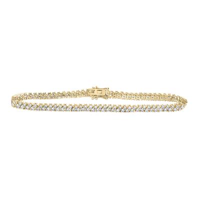 14K Yellow Gold 2-7/8 Ct Round Diamond Tennis Bracelet