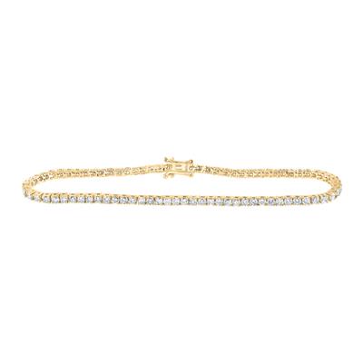 14k Yellow Gold 3-3/8 Ct Round Diamond Single Row Tennis Bracelet