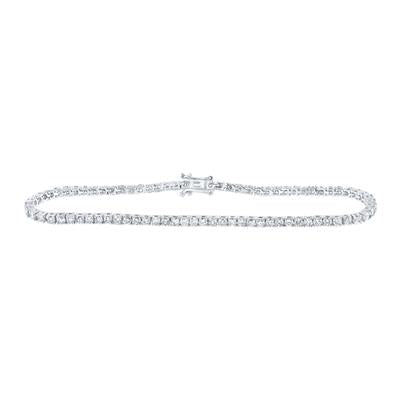 14k White Gold 3-3/8 Ct Round Diamond Single Row Tennis Bracelet