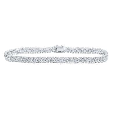 14K White Gold 5-7/8 Ct Round Diamond Tennis Bracelet