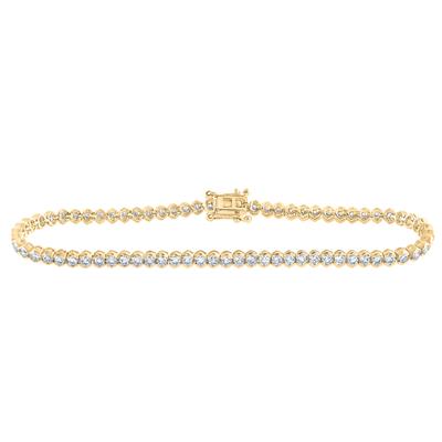 14K Yellow Gold 3 Ct Round Diamond Single Row Tennis Bracelet