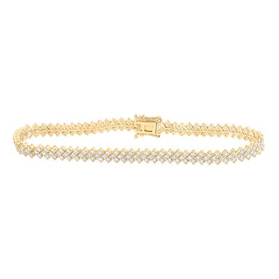 14K Yellow Gold 2-1/2 Ct Round Diamond Tennis Bracelet