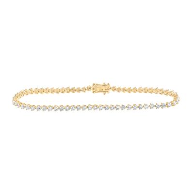 14k Yellow Gold 2-3/4 Ct Round Diamond Single Row Tennis Bracelet